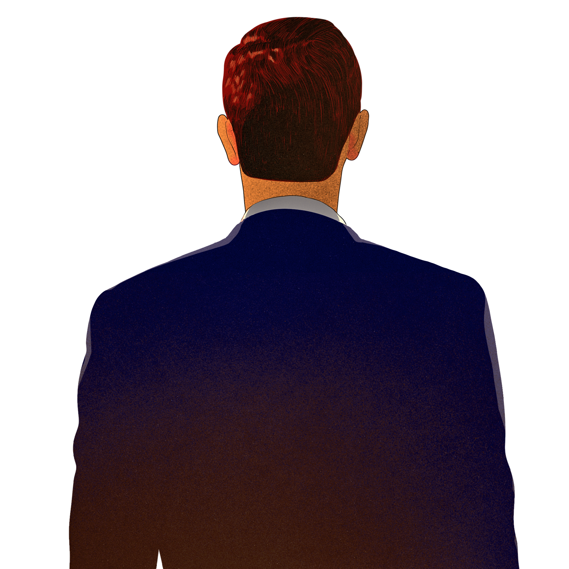 Ein Mann im Anzug von hinten